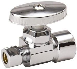 Value Collection FIP 1/2 Inlet, 125 Max psi, Chrome Finish, Brass Water Supply Stop Valve 3/8 Compression Outlet, Straight, Chrome Handle, For Use with Any Water Supply Shut Off Application 193-132HC - 45883998