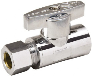 Value Collection CPVC 1/2 Inlet, 125 Max psi, Chrome Finish, Brass Water Supply Stop Valve 3/8 Compression Outlet, Straight, Chrome Handle, For Use with Any Water Supply Shut Off Application 191-732HC - 45883873