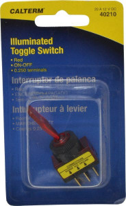 Gardner Bender 2 Position, 12 Volt, 20 Amp, 1/2 Hole Diam, Glow Toggle Switch On Off Sequence, 1 Switch, Red 40210 - 03272309