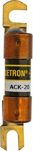 Bussmann 20 Amp Time Delay Fast-Acting Forklift & Truck Fuse 125VAC, 125VDC, 3.07" Long x 0.5" Wide, Littelfuse CCK020, Bussman ACK-20, Ferraz Shawmut ACK120 ACK-20 - 74975855