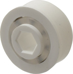 Made in USA 1 Row, 1-1/2" OD, 7/16" Hex Bore Conveyor Roller Bearing 69 Lb Capacity, 1,069 Max RPM, Stainless Steel with Polypropylene Housing CB437-1.5SR-6 - 35438076