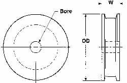 Poly Hi Solidur 1/4" Bore Diam, 5-1/2" OD, Finished Bore Flat Belt Pulley 1-1/4" Wide, Polyethylene, Flat Belts PUHF0551 - 35576388