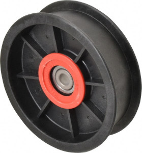 Fenner Drives 3/8 Inside x 4-1/2" Outside Diam, 1.09" Wide Pulley Slot, Glass Reinforced Nylon Idler Pulley For Use with Flat Belts, 29/32" Wide FA4501RB0001 - 35428572