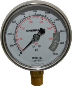 Enerpac 0 - 10,000 psi Dry Hydraulic Pressure Gauge 1/2 NPTF Gauge Connection, 4" Face Diam GP10S - 04843892