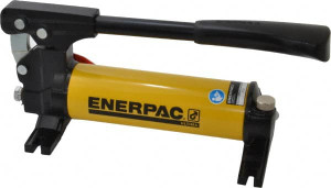 Enerpac 1 Stage 0.5" Piston Diam, 1" Stroke Steel Manual Hydraulic Pump 3/8 NPTF Port, 0.15 Cu In/Stroke, 3 Cu In Reservoir, 2,850 psi First Stage, P18 - 80021306
