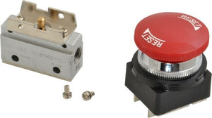 ARO Fluid Management 1/8" Inlet 3-Way 2-Position Palm Button Actuated/Detent Return Manual Mechanical Air Valve 0.2 CV Rating M291HS-15 - 08046138