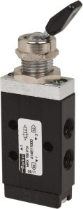 Parker Hannifin 1/8" Inlet NPT 1/8" Outlet 3-Way, 2-Position Toggle Mechanically Operated Air Valve 0.2 CV Rating, 0 to 150 psi, 175°F Max 414811000 - 01228949