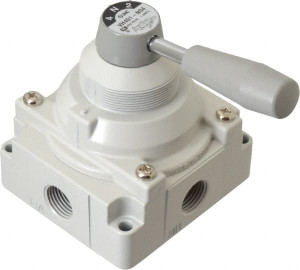 SMC Pneumatics 1/2" Inlet NPT 3-Position Rotary Lever Actuator/Manual Return Air Valve 3.1 CV Rating, 150 Max psi, 140°F Max VH401-N04 - 80084502