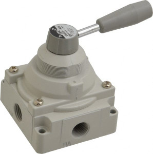 SMC Pneumatics 1/2" Inlet NPT 2-Position Rotary Lever Actuator/Manual Return Air Valve 3.1 CV Rating, 150 Max psi, 140°F Max VH402-N04 - 80084569