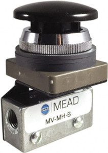 Bimba-Mead Fluid Dynamics 0.11 CV Rate, 3 Way Pilot Air Valve Mushroom Head Actuator MV-MH-B - 01692664
