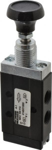 Parker Hannifin 0.20 CV Rate, 1/8" NPT Inlet Direct Air 2 Mechanical Spool Valve 3 Way, 2 Position, Manual Return, Button Push Pull, 150 Max psi 414931000 - 09865700