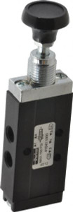 Parker Hannifin 0.20 CV Rate, 1/8" NPT Inlet Direct Air 2 Mechanical Spool Valve 4 Way, 2 Position, 150 Max psi, Button Spring Return 410411000 - 75954123