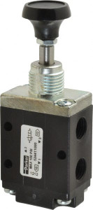 Parker Hannifin 0.83 CV Rate, 1/4" NPT Inlet Direct Air 4 Mechanical Spool Valve 3 Way, 2 Position NC, 150 Max psi, Button Spring Return 524411000 - 51018182