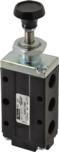 Parker Hannifin 0.83 CV Rate, 1/4" NPT Inlet Direct Air 4 Mechanical Spool Valve 4 Way, 2 Position, 150 Max psi, Button Spring Return 520411000 - 51018141