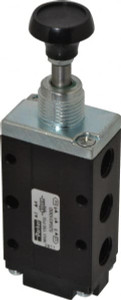 Parker Hannifin 0.83 CV Rate, 1/4" NPT Inlet Direct Air 4 Mechanical Spool Valve 4 Way, 2 Position, Button Manual Return, 150 Max psi 520431000 - 87375200
