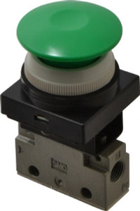 SMC Pneumatics 0.14 CV Rate, 1/8" NPT Inlet Mechanical Valve 3 Way, 2 Ports, Push Button Mushroom VM130-N01-30GA - 80085004