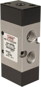 ARO Fluid Management 1/4" Inlet x 1/4" Outlet, Pilot Actuator, Spring Return, 2 Position, Body Ported Solenoid Air Valve 0.7 CV, 4 Way, 140 psi, 122° Max Temp, 15° Min Temp M212PS - 02028611