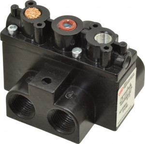 ARO Fluid Management 3/8" Inlet x 3/8" Outlet, Pilot Actuator, Spring Return, 2 Position, Body Ported Solenoid Air Valve 63 CFM, 1.7 CV, 4 Way, 150 psi, 3-1/2" Long x 2-1/2" Wide x 3-5/8" High, 0 to 180°F A213PS - 80121726