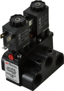 ARO Fluid Management 3/8" Inlet x 3/8" Outlet, Solenoid Actuator, Solenoid Return, 2 Position, Body Ported Solenoid Air Valve 24 VDC Input, 63 CFM, 1.7 CV, 4 Way, 150 psi, 4" Long x 2-1/2" Wide x 3-5/8" High, 0 to 180°F A213SD-024-D - 80121874