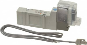 SMC Pneumatics 0.3 CV Flow Rate, Single Solenoid Pilot Operated Valve 5 Port, 2 Position, Spring Return, 1/4" Push to Connect Inlet, 110 V SY3140-3LZ - 80162605