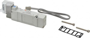 SMC Pneumatics 0.7 CV Flow Rate, Single Solenoid Pilot Operated Valve 5 Port, 2 Position, Spring Return, 1/4" Push to Connect Inlet, 110 V SY5140-3LZ - 80163025
