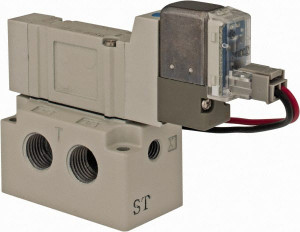 SMC Pneumatics 0.3 CV Flow Rate, Single Solenoid Pilot Operated Valve 5 Port, 2 Position, Spring Return, 1/8" NPT Inlet, 24 V SY3140-5LZ-01T - 80162506