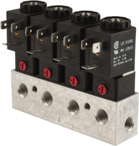ARO Fluid Management 1/8", CAT Series 3-Way 2-Position Bar Manifold Stacking Solenoid Valve 24 VDC, 0.062 CV Rate, 3.275" High x 5" Long CAT04B-024-D - 31803240