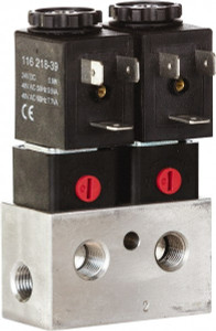 ARO Fluid Management 1/8", CAT Series 3-Way 2-Position Bar Manifold Stacking Solenoid Valve 24 VDC, 0.062 CV Rate, 3.275" High x 3" Long CAT02B-024-D - 31803190
