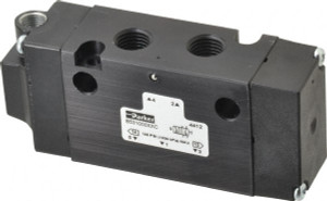 Parker Hannifin 1/4", 4-Way Body Ported Stacking Solenoid Valve 1.4 CV Rate, Air Return, 1.89" High x 4.37" Long B531000XXC - 09667130