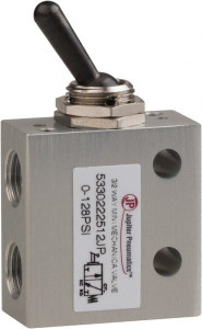 PRO-SOURCE 1/8" NPT 3 Way, 2 Position Mini Mechanical Valve 0.298 CV Rate, 7 CFM, 127.98 Max psi, Toggle/Manual Actuator 5330222512PRO - 78260361