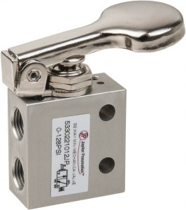 PRO-SOURCE 1/8" NPT 3 Way, 2 Position Mini Mechanical Valve 0.298 CV Rate, 7 CFM, 127.98 Max psi, Finger Button/Spring Actuator 5330221012PRO - 78260312