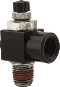 ARO Fluid Management 1/4" Male NPT x 1/4" Female NPT Right Angle Flow Control Valve 0 to 150 psi & Brass Material 119308-250 - 87111118