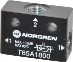 Norgren 1/8" NPT x 1/8" NPT Shuttle Valve 10 to 145 psi & Zinc Body T65A1800 - 01977008