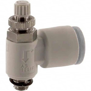 SMC Pneumatics Speed & Flow Control Valves, Valve Type: Flow Control Elbow, Male Thread Size: 10-32 UNF, Tube Outside Diameter (Inch): 1/4, Tube Outside Diameter (mm): 6, Minimum PSI: 14.5, Max Working Pressure (psi): 145 AS1201FU10/3206 - 45898467