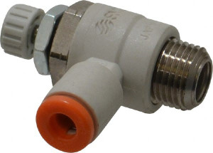 SMC Pneumatics 5/32" Tube OD x 1/8" Male NPT Flow Control Elbow Valve Meter Out AS2201F-N01-03 - 80083025