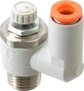 SMC Pneumatics 1/4" Tube OD x 1/4" Male NPT Flow Control Offset Inline Valve Meter Out AS2301F-N02-07 - 80083462