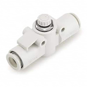 SMC Pneumatics Speed & Flow Control Valves, Valve Type: Flow Control Offset Inline, Male Thread Size: 1/4, Tube Outside Diameter (mm): 6, Minimum PSI: 14.5, Maximum Working Pressure (psi): 145.00, Type: Flow Control AS2002F-06 - 35329325