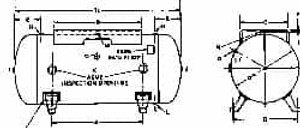 Made in USA 60 Gal 200 Max psi Compressed Air Tank & Receiver 2" Inlet, 48" OAL 304969 - 80063787