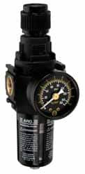 ARO Fluid Management 1/4 NPT Compact 1 Pc Filter/Regulator FRL Unit with Pressure Gauge 72 SCFM, 150 Max psi, Polycarbonate Bowl, Manual Drain P39224-600 - 65014276
