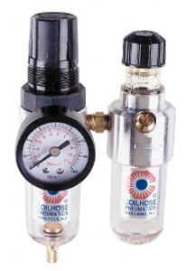 Coilhose Pneumatics 1/4 NPT Miniature 2 Pc Filter/Regulator-Lubricator FRL Unit with Pressure Gauge 25 SCFM, 150 Max psi, Polycarbonate Bowl, Manual Drain MFCL2-G - 80081235