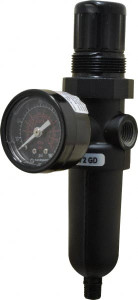 Norgren 1/4 NPT Miniature 1 Pc Filter/Regulator FRL Unit with Pressure Gauge 14 SCFM, 250 Max psi, Metal Bowl, Automatic Drain B07-234-A1LA - 00495267
