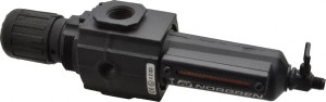 Norgren 1/2 NPT Intermediate 1 Pc Filter/Regulator FRL Unit with Sight Glass & Pressure Gauge 123 SCFM, 250 Max psi, Metal Bowl, Manual Drain B73G4AKQD1RMG - 00495630