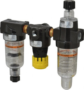 Parker Hannifin 1/4 NPT Miniature 3 Pc Filter-Regulator-Lubricator FRL Unit 20 SCFM, 150 Max psi, Polycarbonate Bowl, Manual Drain 14A1C00002 - 01027630