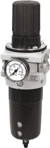 Parker Hannifin 3/4 NPT Heavy-Duty 1 Pc Filter/Regulator FRL Unit with Sight Glass & Pressure Gauge 335 SCFM, 254 Max psi, Polypropylene Bowl, Automatic Drain P3YEA96ESABNFN - 41788829