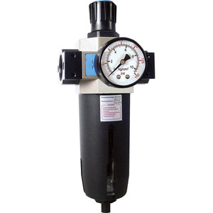 PRO-SOURCE 1 NPT Heavy-Duty FRL Unit with Sight Glass & Pressure Gauge 289.55 SCFM, 145 Max psi, Aluminum Bowl, Semi-Automatic Drain UFR-08N - 19239821