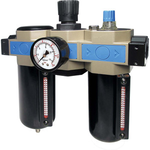 PRO-SOURCE 3/4 NPT Heavy-Duty FRL Unit with Sight Glass & Pressure Gauge 280.37 SCFM, 215 Max psi, Aluminum Bowl, Semi-Automatic Drain UFRL-06NAL - 19240316