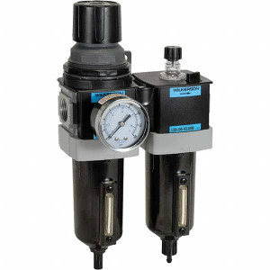Wilkerson 1/2 NPT Standard 2 Pc Filter/Regulator-Lubricator FRL Unit with Sight Glass & Pressure Gauge 110 SCFM, 250 Max psi, Aluminum Bowl, Manual Drain Drain D28-04-FLG0B - 11759925