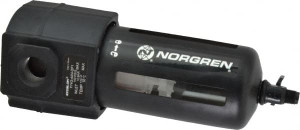 Norgren 1/2" Port, 7.95" High x 3.15" Wide Standard Filter with Polycarbonate Bowl, Manual Drain 140 SCFM, 150 Max psi, 125°F Max Temp, Modular Connection, Bowl Guard, 7 oz Bowl Capacity F74G-4AN-QP1 - 01780378