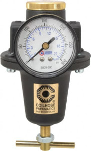 Coilhose Pneumatics 1/2 NPT 0 - 200 psi Heavy-Duty T-Handle Cast Aluminum Regulator with Gauge 250 Max Supply psi, 80 CFM, 250°F Max, 4" Wide x 7" High 8804GH - 80073950