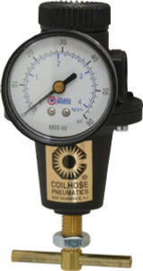 Coilhose Pneumatics 3/8 NPT 0 - 60 psi Heavy-Duty T-Handle Cast Aluminum Regulator with Gauge 250 Max Supply psi, 40 CFM, 250°F Max, 3" Wide x 5-1/2" High 8803GL - 80074198